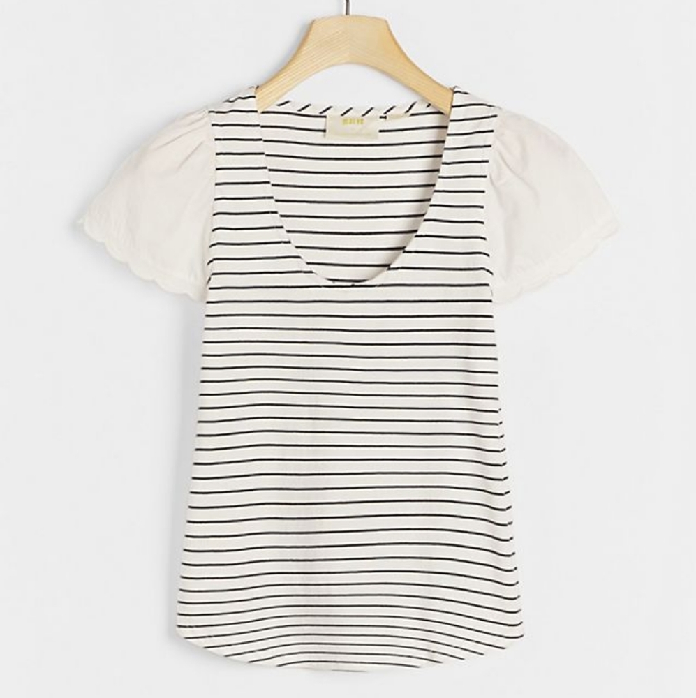Anthropologie Maeve Lelyah Scalloped Top Sz L